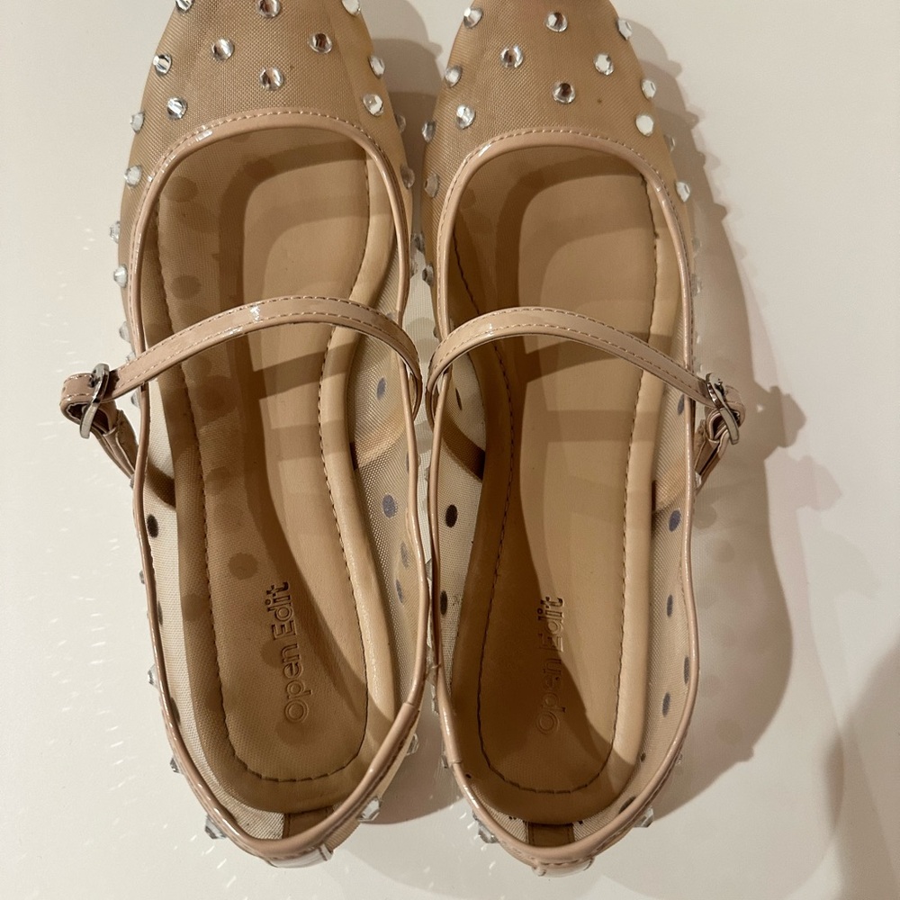 Tan Studded Women's Flats